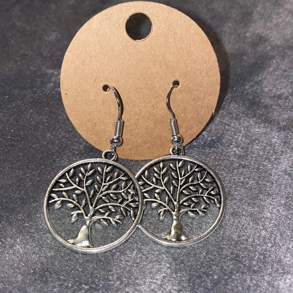 Tree of Life Round Pierced Earrings - Picture 1 of 3